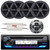 JVC KD-T92MBS Single DIN Marine MotorSports Bluetooth USB/AUX CD Player AM/FM Radio Stereo Receiver W/Wired Remote, 4x 6.5" 100 Watt Max Power 2-Way Black Boat Speakers, 4-Channel Bluetooth Amplifier