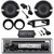Kenwood KMR-D382BT Single DIN Marine USB Bluetooth CD Player Stereo Receiver, 2x 6.5" 300W Speakers w/Adapters, 2-Channel Amplifier, Radio Install Kit, Handlebar Kit (Fits Select Harley 1998-2013)