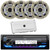 JVC KD-X38MBS Single DIN Marine MotorSports Bluetooth USB/AUX LED Illumination AM/FM Radio SiriusXM Ready Stereo Receiver, 4x 6.5" 195W Max Coaxial Speakers W/Grilles, 5 Channel Class AB+D Amplifier