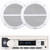 Pyle PLMRB29W2 Single DIN Marine Bluetooth USB/AUX MP3 Player AM/FM Radio Stereo Receiver, 2x Enrock EM602W 6.5" 90 Watt Max Power 2-Way Full Range White Boat Speakers
