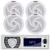 Pyle PLRMR23BTW Single DIN Marine Bluetooth USB/AUX MP3 Player AM/FM Radio In-Dash Stereo Receiver, 4x Pyle PLMRS4W 4" 100 Watt Max Power Low Profile 2-Way Waterproof White Boat Outdoor Speakers
