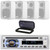 Pyle PLCD43MRB Single DIN Marine Bluetooth USB/AUX MP3 Player AM/FM Radio In-Dash Stereo Head Unit Receiver w/Black Cover, 4x Enrock EKMR408W 4" 30W Max Power 3-Way Indoor/Outdoor White Box-Speakers