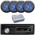 Pyle PLCDBT95 Single DIN Marine Bluetooth USB/AUX CD/MP3 Player AM/FM Radio In Dash Stereo Receiver, 4x 5.25" 180W Max 2-Way Low Profile Slim Style Blue LED Black Boat Speakers, 4-Channel Amplifier