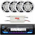 JVC KD-X38MBS Single DIN Marine MotorSports Bluetooth USB/AUX LED Illumination AM/FM SiriusXM Ready Stereo Receiver, 4x 6.5" 180W Max 2-Way White Speakers, 4 Channel Waterproof Bluetooth Amplifier