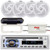 Pyle PLCD43MRB Single DIN Marine Bluetooth USB/AUX MP3 Player AM/FM Radio In-Dash Head unit Stereo Receiver W/White Cover, 4x 6'' 240W Max Low Profile 2-Way White Boat Speakers, 4-Channel Amplifier