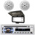Pyle PLCD43MRB Single DIN Marine Bluetooth USB/AUX MP3 Player AM/FM Radio In-Dash Stereo Head Unit Receiver w/White Cover, 2x 4'' 100 Watt Max Power Dual Cone Waterproof White Boat Stereo Speakers