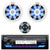 JVC KD-X38MBS Single DIN Marine MotorSports Bluetooth USB AUX LED Stereo SiriusXM Receiver, Wired Remote, 2x 6.5" 150 Watt Max Blue Flashing LED Boat Audio White Speakers