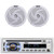 Pyle PLCD43MRB Single DIN Marine Bluetooth USB/AUX MP3 Player AM/FM Radio In-Dash Stereo Head Unit Receiver, 2x 5.25" 180 Watt Max 2-Way Waterproof Low Profile Slim Style White Boat Speakers
