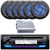 JVC KD-T92MBS Single DIN Marine MotorSports Bluetooth USB/AUX CD Player AM/FM Radio Stereo Receiver, 6x 5.25" 180W Max 2-Way Low Profile Slim Style Blue LED Black Boat Speakers, 4 Channel Amplifier