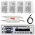 Pyle PLCD43MRB Single DIN Marine Bluetooth USB/AUX MP3 Player AM/FM Radio In-Dash Stereo Head unit Receiver, 4x 4" 30W Max 3-Way Indoor/Outdoor White Box-Speakers, 4 Channel Amplifier, Antenna