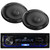 2x Kenwood KFC-S6966 6x9" Flush Mount 3-Way 400W Peak Power Automotive Speakers with JVC Single DIN Bluetooth USB AUX AM/FM Audio Receiver W/ Remote