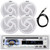 Pyle PLCD43MRB Single DIN Marine Bluetooth USB/AUX MP3 Player AM/FM Radio In-Dash Head unit Stereo Receiver, 4x Pyle PLMRS6W 6'' 240W Max Power Low Profile 2-Way White Boat Speakers, 40" Radio Antenna