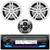 JVC KD-X38MBS Single DIN Marine MotorSports Bluetooth USB/AUX LED Illumination AM/FM Radio SiriusXM Ready Stereo Receiver W/Wired Remote, 2x 6.5" 180 Watt Max Power 2-Way Boat Audio White Speakers