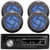 Pyle PLCDBT95 Single DIN Marine Bluetooth USB/AUX CD/MP3 Player AM/FM Radio In Dash Stereo Receiver, 4x 5.25" 180W Max Power 2-Way Waterproof Low Profile Slim Style Blue LED Black Audio Speakers