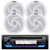 JVC KD-T92MBS Single DIN Marine MotorSports Bluetooth USB/AUX CD Player AM/FM Radio Stereo Receiver, 4x Pyle PLMRS5W 5.25" 180W Max Power 2-Way Waterproof Low Profile Slim Style Boat White Speakers