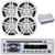 Pyle PLCD43MRB Single DIN Marine Bluetooth USB/AUX MP3 Player AM/FM Radio In-Dash Stereo Head Unit Receiver, 4x 6.5" 180 Watt Max Power 2-Way White Boat Audio Speakers, 4 Channel 400 Watt Amplifier