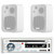 Pyle PLCDBT65 Single DIN Marine Bluetooth USB/AUX MP3/CD Player AM/FM Radio In-Dash Stereo Receiver, 2x Enrock Audio EKMR408W 4" 30 Watt Peak Power 3-Way Indoor/Outdoor White Box-Speakers
