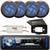 Pyle PLMRB29B Single DIN Marine Bluetooth USB/AUX MP3 Player AM/FM Radio In-Dash Black Stereo Receiver w/ Black Cover, 4x 5.25" 180W Max 2-Way Slim Style Blue LED Black Speakers, 4-Channel Amplifier