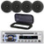 Pyle PLCD43MRB Single DIN Marine Bluetooth USB/AUX MP3 Player AM/FM Radio In-Dash Stereo Head Unit Receiver w/Black Cover, 4x 3.5" 75W Max High-Performance Full-Range All-Weather Graphite Speakers