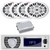 Pyle PLRMR23BTW Single DIN Marine Bluetooth USB/AUX MP3 Player AM/FM Radio In-Dash Stereo Receiver, 4x 6x9" 260 Watt Max Power 2 Way Full Range White Boat Speakers, 4 Channel 400 Watt Max Amplifier