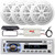 Pyle PLCD43MRB Single DIN Marine Bluetooth USB/AUX MP3 Player AM/FM Radio In-Dash Stereo Head Unit Receiver W/White Cover, 4x 4'' 100W Max Dual Cone Waterproof Speakers, 4-Channel Amplifier, Antenna