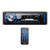 Pyle PLMRB29B Single DIN Marine Bluetooth USB/AUX MP3 Player AM/FM Radio In-Dash Black Stereo Receiver, 6x 6.5" 150 Watt Max Power Full Range Dual Cone Black Boat Stereo Speakers, 4 Channel Amplifier