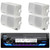 JVC KD-X38MBS Single DIN Marine Bluetooth MotorSports USB/AUX LED Illumination AM/FM Radio SiriusXM Ready Stereo Receiver, 4x 3.5'' 200 Watt Max Power 3-Way Weather Proof White Mini Box Speakers