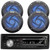 Pyle PLCDBT95 Single DIN Marine Bluetooth USB/AUX CD/MP3 Player AM/FM Radio In Dash Stereo Receiver, 4x 5.25" 180W Max Power 2-Way Waterproof Low Profile Slim Style Blue LED Black Audio Boat Speakers