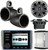 Kicker KMC10 All In One Powersports Outdoor Stereo Radio Media Center With 3.5" Full Color LCD Display, Pair of Kicker 41KM652C 6.5" 2-Ohm Marine Speakers, Kicker 12KMTES 6.5-inch Tower Enclosure, Kicker 40KXM400.2 2-Channel Stereo Silver Amplifier