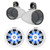Kicker White Single Wakeboard Tower Enclosures with Pair (Qty 2) 6.5" 150 Watt Max Blue Flashing LED Boat Audio White Speakers