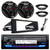 JVC KD-X38MBS Single DIN Marine Bluetooth USB AUX AM/FM Stereo Receiver, FLHX FLHTC Install Harley Dash Kit, 2x 6.5" 300 Watt Max 2-Way Boat Audio Speakers with Mounting Adapters