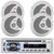Pyle PLCD43MRB Single DIN Marine Bluetooth USB/AUX MP3 Player AM/FM Radio In-Dash Stereo Head unit Receiver, 4x 6.5" 150 Watt Max Power full-range Dual Cone Waterproof White Boat Stereo Speakers