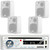 Pyle PLCDBT65 Single DIN Marine Bluetooth USB/AUX MP3/CD Player AM/FM Radio In-Dash Stereo Receiver, 4x Enrock Audio EKMR408W 4" 30 Watt Max Power 3-Way Indoor/Outdoor White Box-Speakers