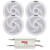 Two Pairs (QTY 4) Of Pyle PLMRS5W 5.25" 180 Watt Max Power 2-Way Waterproof Low Profile Slim Style Marine Audio White Speakers, Pyle PLMRMB4CW 4-Channel Waterproof Boat Bluetooth Amplifier