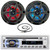 Pyle PLCD43MRB Single DIN Marine Bluetooth USB/AUX MP3 Player AM/FM Radio In-Dash Stereo Head unit Receiver, 2x 6.5" 120 Watt Max 4-Ohm RGB LED Coaxial Boat Speakers with Chrome Grilles, Radio Antenna
