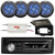 Pyle PLCDBT95 Single DIN Marine Bluetooth USB/AUX MP3/CD Player AM/FM Radio In Dash Stereo Receiver W/Black Cover, 4x 5.25" 180W Max 2-Way Waterproof Blue LED Black Speakers, 4-Channel Amplifier