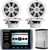 Kicker KMC10 All In One Powersports Outdoor Stereo Radio Media Center With 3.5" Full Color LCD Display, Pair of Kicker 41KM604W 6.5" 6-1/2" Inch 4-Ohms Audio Speakers, Kicker 40KXM400.4 4-Channel 400 Watts Marine Amplifier