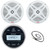 Enrock EM856 Marine Bluetooth USB/AUX AM/FM Radio Weather-Resistant Gauge Style Digital Media Receiver, 2x 6.5" 90 Watt Max Power 2-Way Full Range White Boat Speakers, 22" Radio Antenna