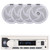 Pyle PLMRB29W2 Single DIN Marine Bluetooth USB/AUX MP3 Player AM/FM Radio Stereo Receiver, 4x Pyle PLMRS5W 5.25" 180 Watt Max Power 2-Way Waterproof Low Profile Slim Style White Boat Audio Speakers
