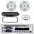 Pyle PLCD43MRB Single DIN Marine Bluetooth USB/AUX MP3 Player AM/FM Radio In-Dash Stereo Head Unit Receiver w/White Cover, 2x 6.5" 600W Max Power 2-Way Waterproof Boat White Speakers, Radio Antenna