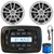 Infinity PRV250 Marine Bluetooth USB/AUX AM/FM Radio Digital Media Black Stereo Receiver, 2x 6.5" 225W Max Power High-Performance White Speakers, long-range Radio Antenna, 50 Feet 16 Gauge Speaker Wire
