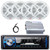 Pyle PLMRB29B Single DIN Marine Bluetooth USB/AUX MP3 Player AM/FM Radio In-Dash Black Stereo Receiver, 4x 6.5" 600W Max Power Waterproof 2-Way Boat White Speakers, 4 Channel Amplifier, Radio Antenna