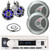 Pyle PLMRB29W2 Single DIN Marine Bluetooth USB/AUX MP3 Player AM/FM Radio Stereo Receiver, 2x 6.5'' 150W Max 2 Way Silver Speakers, 2x 5.25" 200W Max Blue LED Wakeboard Tower Speakers, Radio Antenna