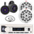 Pyle PLMRB29W2 Single DIN Marine Bluetooth USB/AUX MP3 Player AM/FM Radio Stereo Receiver, 2x Dual 6.5'' 200W Max 2-Way Full Range Speakers, 2x 4" 300W Max Wakeboard LED Tower Speakers, Radio Antenna