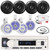 Pyle PLMRB29W2 Single DIN Marine Bluetooth USB/AUX MP3 Player AM/FM Radio Stereo Receiver, 4x 8" 300W Max Wakeboard LED Speakers, 4x 6.5'' 120W Max Dual Cone Speakers, 4-Channel Amplifier, Antenna
