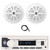 Pyle PLMRB29W2 Single DIN Marine Bluetooth USB/AUX MP3 Player AM/FM Radio Stereo Receiver, 2x 4'' 100 Watt Max Power Dual Cone Waterproof White Stereo Speakers, 22" Radio Antenna