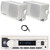 Pyle PLMRB29W2 Single DIN Marine Bluetooth USB/AUX MP3 Player AM/FM Radio Stereo Receiver, 2x 3.5'' 200 Watt Max Power 3-Way Weather Proof White Mini Box Speakers, 22" Radio Antenna