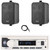 Pyle PLMRB29W2 Single DIN Marine Bluetooth USB/AUX MP3 Player AM/FM Radio Stereo Receiver, 2x Enrock EKMR408B 4" 30 Watt Max Power 3-Way Indoor/Outdoor Black Speakers, 22" Radio Antenna