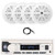 Pyle PLMRB29W2 Single DIN Marine Bluetooth USB/AUX MP3 Player AM/FM Radio Stereo Receiver, 4x 4'' 100 Watt Max Power Dual Cone Waterproof White Stereo Speakers, 22" Radio Antenna