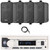 Pyle PLMRB29W2 Single DIN Marine Bluetooth USB/AUX MP3 Player AM/FM Radio Stereo Receiver, 4x Enrock EKMR408B 4" 30 Watt Max Power 3-Way Indoor/Outdoor Black Speakers, 22" Radio Antenna